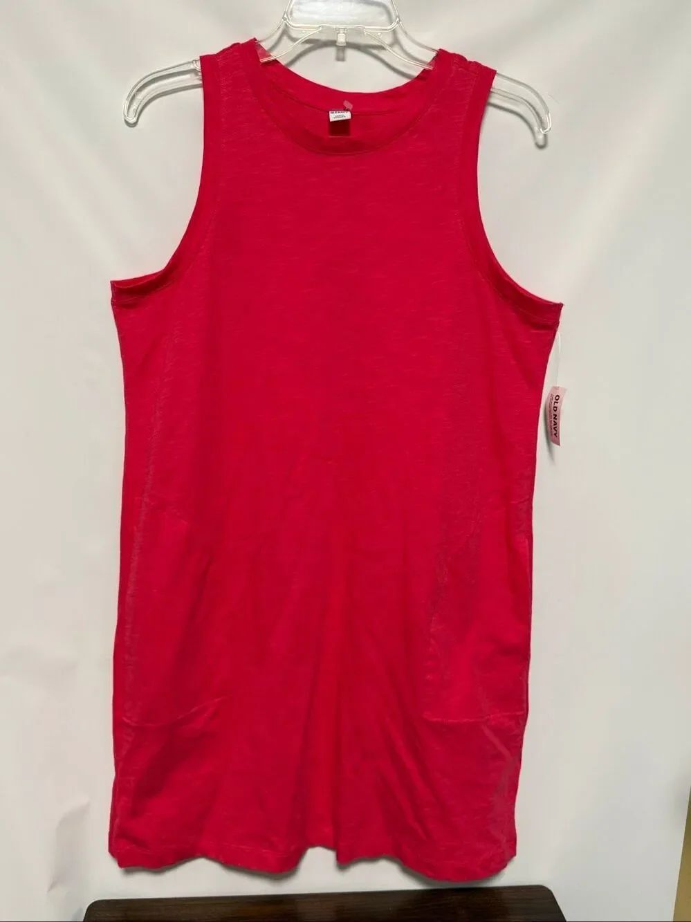 Old Navy Women cosmic rouge pink 100% cotton pockets dress size medium NWT